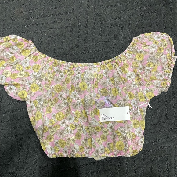 Lisa Marie Fernandez Pink and Yellow Floral Crop Top - Picture 1 of 3